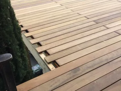 terrasse en lames de bois exotique